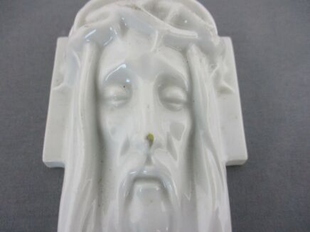 Wall Plaque Tile Porcelain Bisque Jesus Christ Head of Thorns Bois de Breux