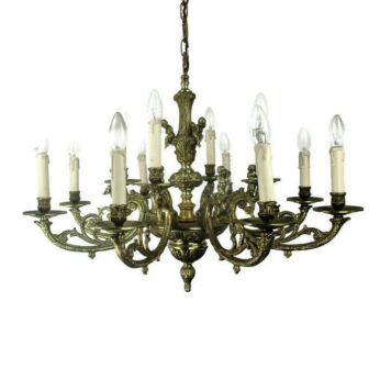 French Hollywood Regency Double Chandelier 14 Lights Ornate Putti Angels WOW