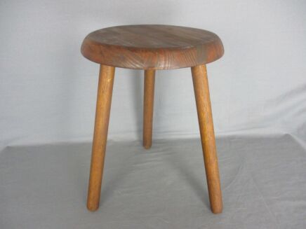 Hand Carved wood Tripod Milking Stool Pedestal Table Farmhouse Barn Country