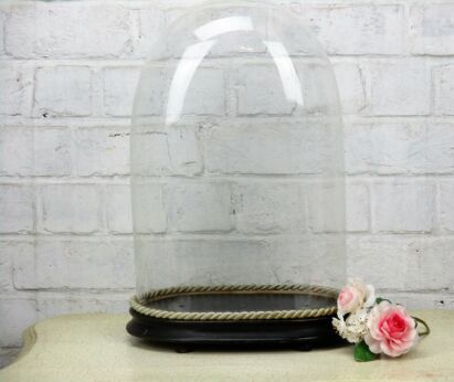 Victorian Antique Oval Hand Blown Glass Dome Globe Mantle Clock Steampunk 16.14"
