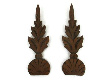 2 Small pieces Antique French Carved Wood Reclaimed Architectural Trim Corbels