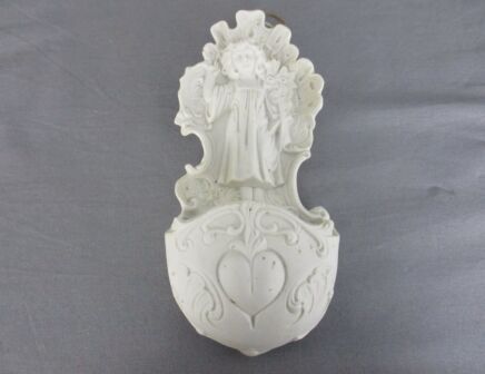 porcelain Bisque Holy Water Font Vessel Little Girl Wall Hanging Antique