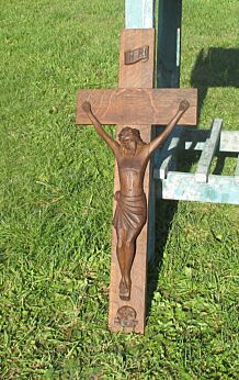 Antique Lovely Large Carved Wood Hanging Crucifix Cross Jesus Christ 25.91"
