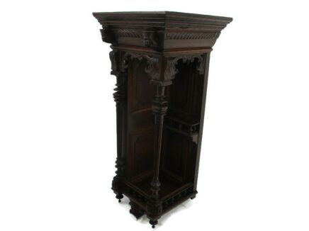 Left Corner Carved wood Cabinet Antique Breton Figurines Salvaged Architectural