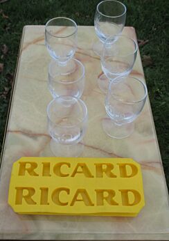 lovely set 6 Ricard Glasses 2 Ice Cube Trays Vintage Rare