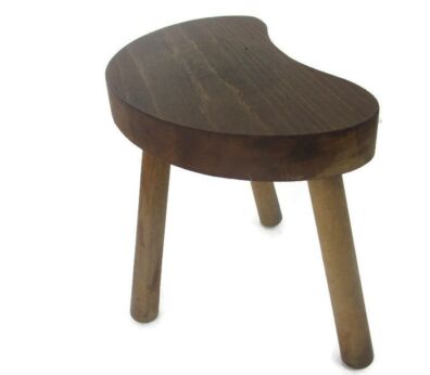 Vintage Hand Carved wood  Milking Stool Pedestal Table Plant Flower Bonsai Stand Side Table Barn Country Style Funky Authentic Tripod