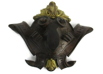 Antique Carved Wood Reclaimed Corbel Architectural Ornate Medallion Two toned