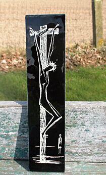 Vintage Ceramic Black Tile Wall Hanging Small Jesus Christ Crucifix Mettlach