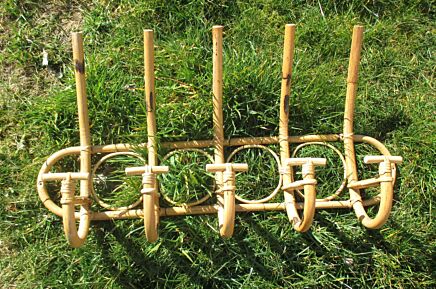 Vintage Bamboo Rattan coat Rack French Country Cottage Shabby Chic Style Loft