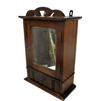Mid Century Kitchen Apothecary Bathroom Wall hanging Cabinet Mirror Pediment