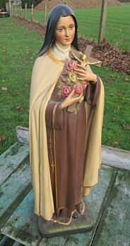 Large Statue Plaster Chalkware St Therese Church Altar 24.41" Stunning Piece