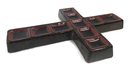 Mid Century Modernist Ceramic Crucifix Gorgeous Marked