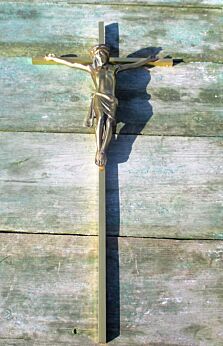 Tall Brass Hanging Crucifix Cross Jesus Christ