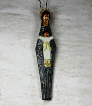 Mid Century Modern Ceramic Wall Plaque Virgin Mary Infant Jesus era Perignem