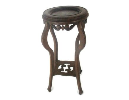 Large Carved Wood Marble Tops 2 Tier Plant Flower Bonsai Stand Pedestal Antique