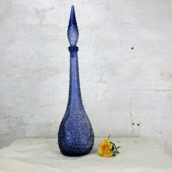 Vintage Art Bubbled Glass Purple Lavendel Decorative Bottle Italian 22.04" HTF