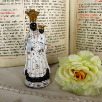 Mini Statue Black Madonna Notre Dame de Hal Porcelain Virgin Mary HTF 4.72"