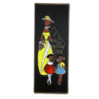Vintage 60s Wall Hanging Plaque Tile Mother and Children Ruscha Pop Art Funky