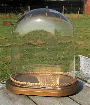 Vintage Oval Hand Blown Glass Dome Globe Mantel Clock Steam punk 12.2"