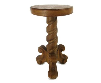 Large Hand Carved Wood Barley Twist Side Display Wine Table Pedestal Plant Stand  Barn Country Farmhouse Style 22.04" WOW