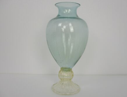 Linea Padovan Marked Vintage Venice  Art Glass Italian Murano Vase Blue Gold