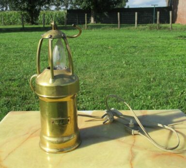 Antique authentic Miner Davy Safety Lamp Brass electric table lamp