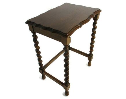 Barley Twist Wooden Nesting Stacking Side Table Barn Country Style Mid Century