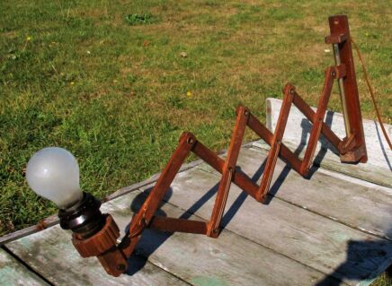 Mid Century Danish Modern Wooden Scissor Wall Lamp Expanding Mounted Adjustable