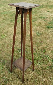 Vintage Oak Pedestal Display Table Plant Stand 37.8"