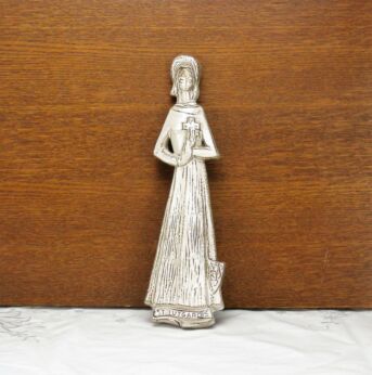 Ceramic Wall Plaque Saint Lutgardis Healing Prophecy signed August Michiels