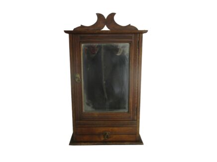 Lovely Kitchen Apothecary Medicine Bathroom Wall Cabinet Hand Carved Wood Oak Beveled glass Mirror