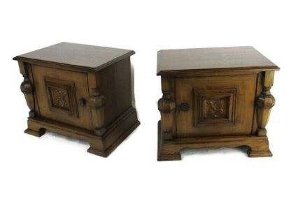 Pair Couple Vintage Nightstands End tables Mid Century Modern Wood Night stands