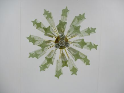 Chandelier 4 lights Lamps Style Venini Christal Prisms 1970s Vintage Gorgeous