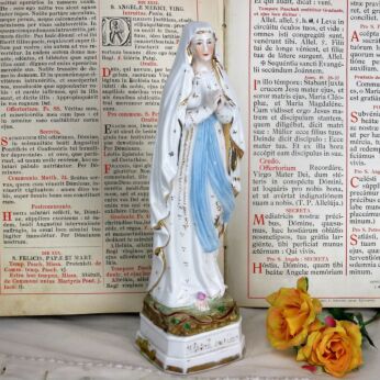 Antique Porcelain Bisque Statue Virgin Mary Our Lady of Lourdes Marked 12.20"