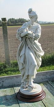 Large Triade Benacchio Statue Figurine Porcelain Lady Lamb Marked Based White