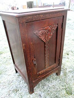Vintage Side Table Night Stand Cabinet Carved Wood