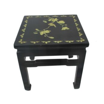 Low Small Ornate Dark Wood Inlay Plant Stand Side Table Chinese Birds Lovely