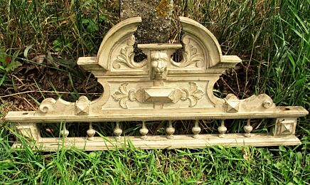 Antique Hand Carved Wood Pediment Overdoor Lion Head Spindles Architectural WOW