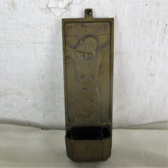 Art nouveau Deco Brass Holy Water Font Jesus Wall Hanging HTF Marked