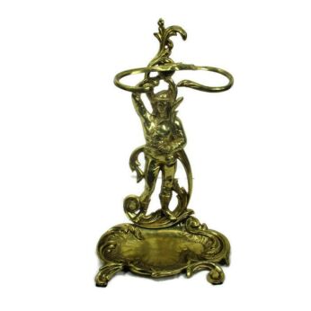 Vintage Maritime Seaman's Brass Umbrella Stand Young Man French Ornate