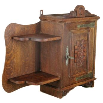 Vintage Wooden Medicine Bathroom Wall Cabinet Apothecary Display Ornate Brass
