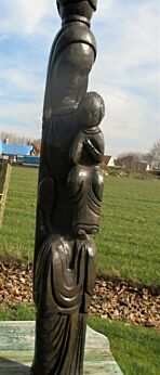 XL Vintage Virgin Mary Madonna and Child Hand Carved Wood Statue Church 39.17"