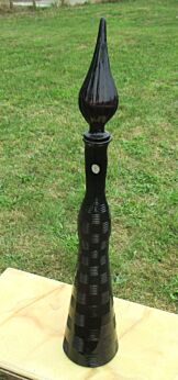Vintage XL Stunning Empoli Purple Glass Genie Bottle Stopper Decanter 26.38"