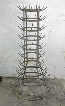 Large French Antique Champagne Wine Bottle Drying Rack 10 tier Rustic HTF 46"