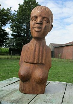 Vintage African Statue Hand Made Carved Wood Nude Woman