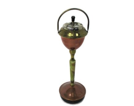 Funky Vintage 50s Brass Standing Floor Push Ashtray Brass Red Copper Era panton eames