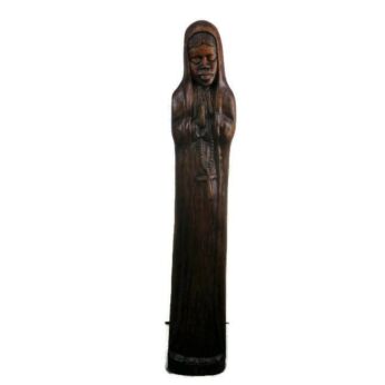 XL Virgin Mary Black Madonna Nun Rosary Hand Carved Wood Statue Church 45.27"