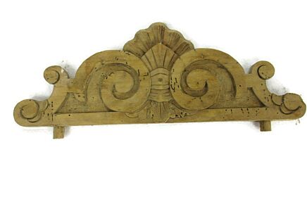 Small Antique Hand Carved Wood Pediment Ornate Architectural Finial Reclaimed