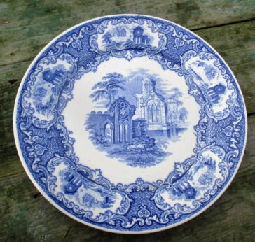 Antique Plate Lonka Confiserie Blue White Church Vault Collector Rare
