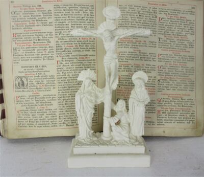 Calvary Group Golgotha Crucifix Christ Saint John Virgin Mary Mary Magdalene Plaster HTF